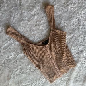 Sand Ribbed Corset Crop Top